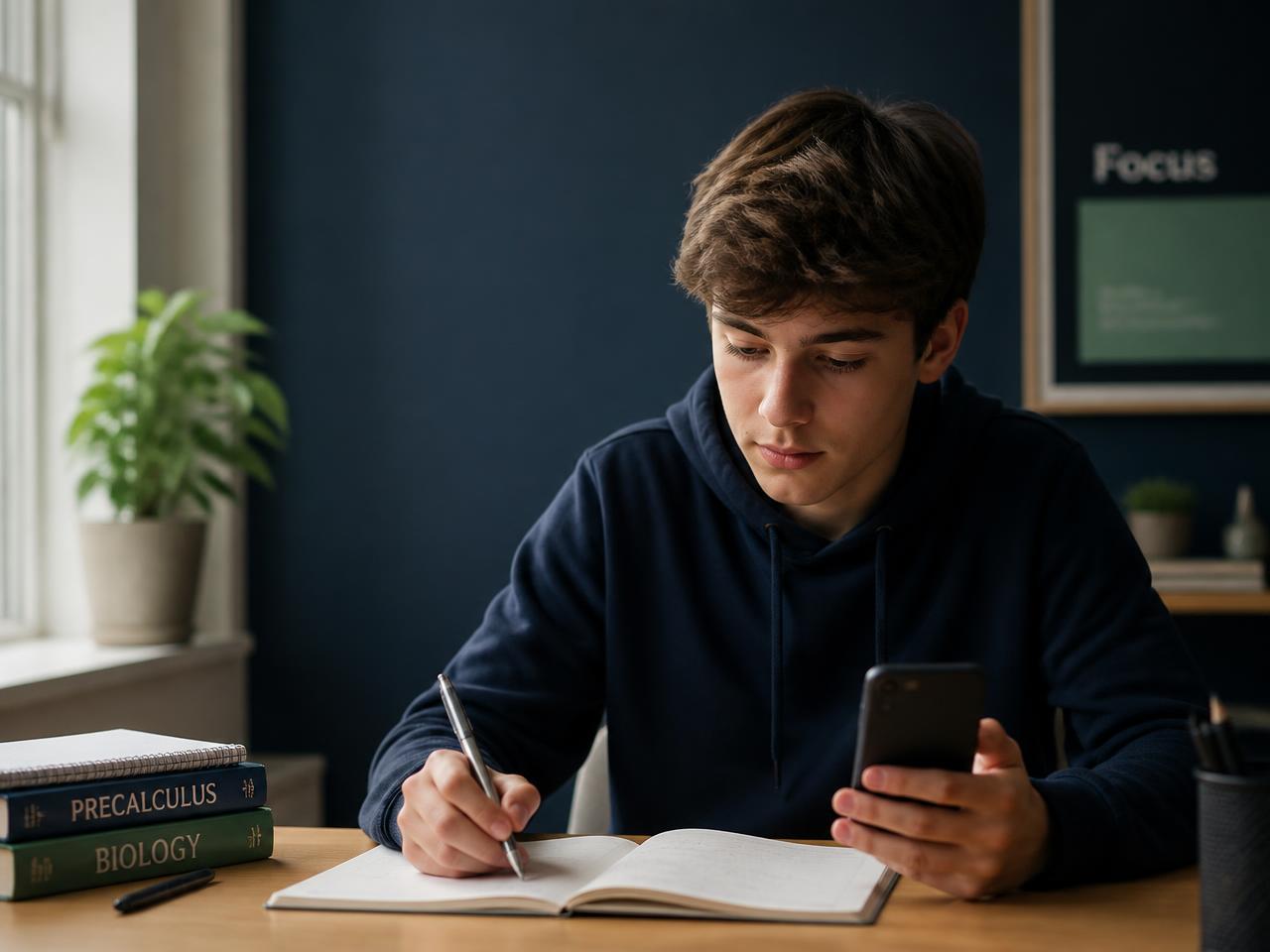 A student revising with ExamAce AI on their phone